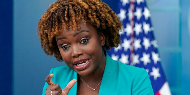 White House press secretary Karine Jean-Pierre speaks during the daily briefing at the White House in Washington on Thursday, Sept. 1, 2022.