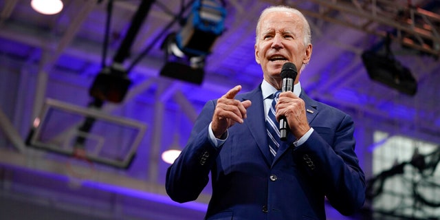 President Biden speaks on the campus of Wilkes University in Wilkes-Barre, Pennsylvania, on Aug. 30, 2022.