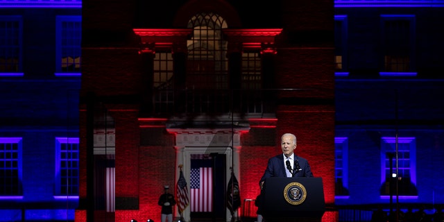 President Biden gives a speech on protecting American democracy in front of Independence Hall in Philadelphia, Pennsylvania.