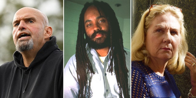 From left to right: Pennsylvania Democratic Senate nominee John Fetterman, convicted murderer Mumia Abu-Jamal, and Maureen Faulkner.