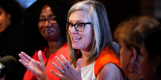 Arizona Secretary of State Katie Hobbs speaks at a roundtable event in Phoenix, Sept. 19, 2022.