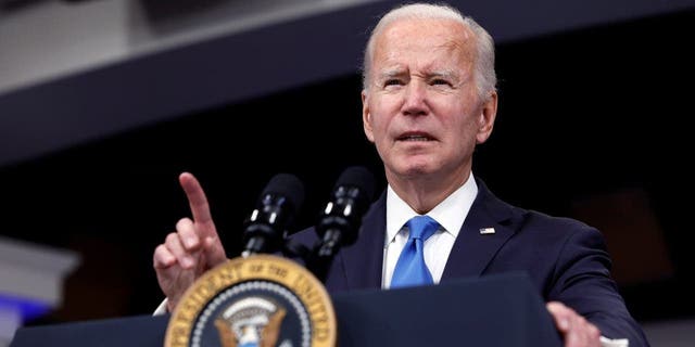 U.S. President Joe Biden gives remarks on the status of Covid-19 in the United States from the South Court Auditorium at the White House campus on Oct. 25, 2022, in Washington, DC.