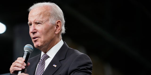 President Joe Biden speaks at an IBM facility in Poughkeepsie, N.Y., on Thursday Oct. 6, 2022.