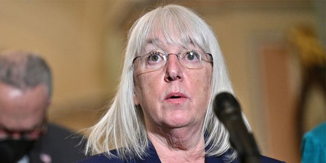 U.S. Senator Patty Murray (D-WA) speaks after the weekly Senate Democratic policy luncheon in the U.S. Capitol in Washington, D.C., Feb. 15, 2022. 