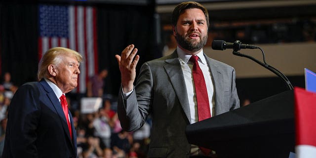 US Senate Republican candidate JD Vance speaks to the crowd at a rally held by former U.S. president Donald Trump in Youngstown, Ohio, U.S., Sept. 17, 2022.