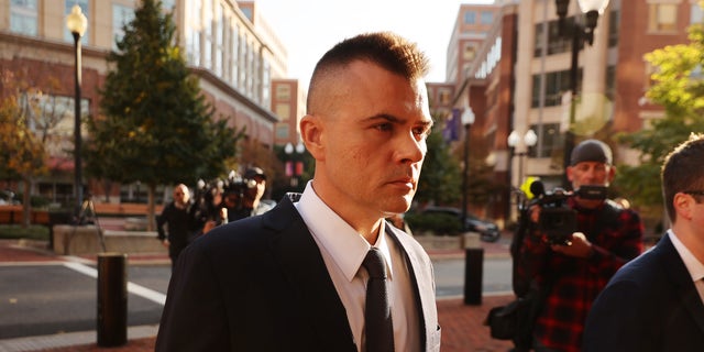 ALEXANDRIA, VA - NOVEMBER 10: Russian analyst Igor Danchenko arrives at the Albert V. Bryan U.S. Courthouse before being arraigned on November 10, 2021 in Alexandria, Virginia. 