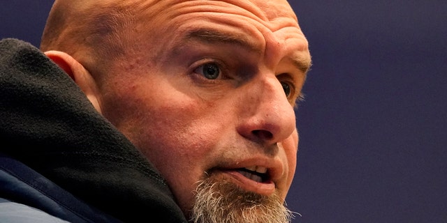 Democratic candidate for U.S. Senate John Fetterman at the Steamfitters Technology Center in Harmony, Pa., Oct. 18, 2022. 