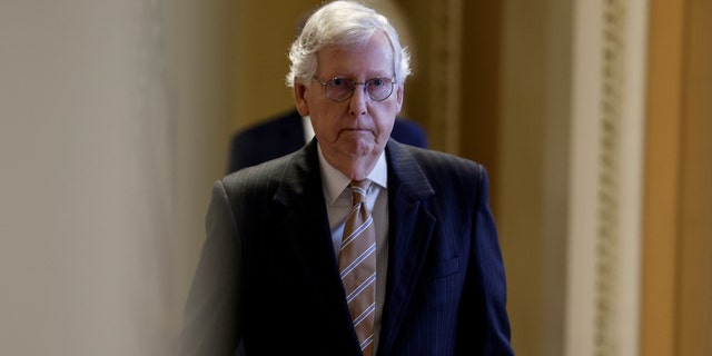 Senate Minority Leader Mitch McConnell, R-Ky., walks to the Senate chambers in the U.S. Capitol on Sept. 27, 2022, in Washington.