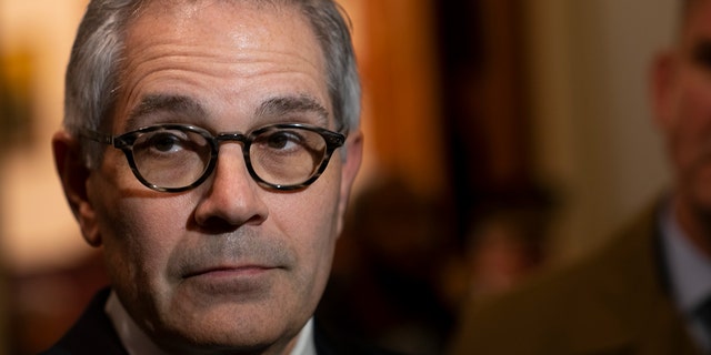 Philadelphia District Attorney Larry Krasner addresses the media after a press conference announcing Danielle Outlaw as the new Police Commissioner