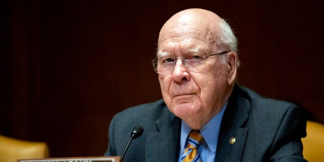 Sen. Patrick Leahy, D-Vt., listens as Chairman of the Joint Chiefs of Staff Gen. Mark Milley and Secretary of Defense Lloyd Austin testify before the Senate Appropriations Committee Subcommittee on Defense, May 3, 2022, on Capitol Hill in Washington.