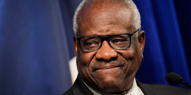 Associate Supreme Court Justice Clarence Thomas speaks at the Heritage Foundation on Oct. 21, 2021, in Washington, D.C.