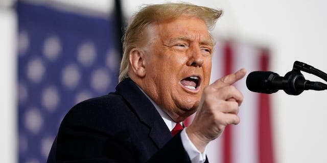 President Donald Trump speaks at a campaign rally at HoverTech International, Monday, Oct. 26, 2020, in Allentown, Pa.