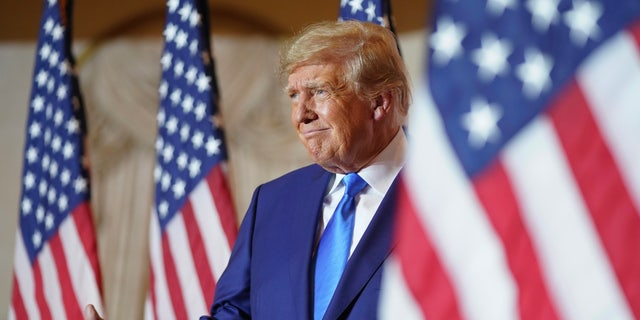 Former President Donald Trump speaks at Mar-a-lago on Election Day, Tuesday, Nov. 8, 2022, in Palm Beach, Fla. (AP Photo/Andrew Harnik)