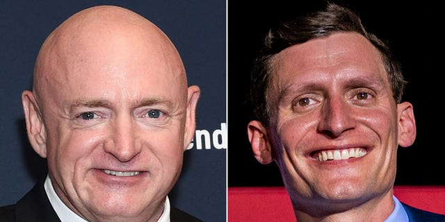 Arizona Democratic Senator Mark Kelly (left) and Republican senatorial candidate Blake Masters (right).