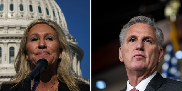 Rep. Marjorie Taylor Greene and Minority Leader Kevin McCarthy