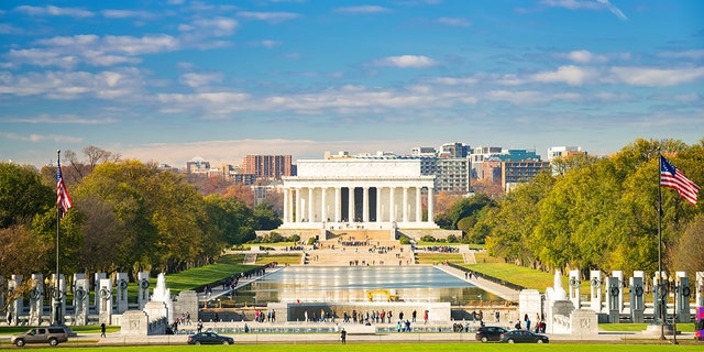 Lincoln memorial and pool in Washington DC, USA