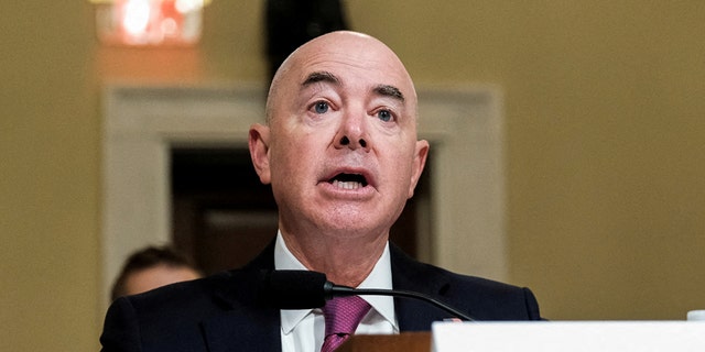 Department of Homeland Security (DHS) Secretary Alejandro Mayorkas testifies before a House Homeland Security Committee hearing on "Worldwide Threats to the Homeland" on Capitol Hill in Washington, Nov. 15, 2022. 