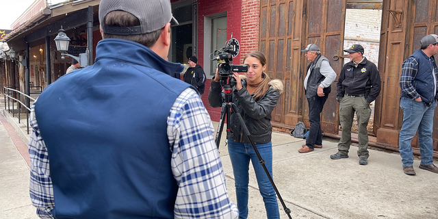 Fox News reporter Ashley Soriano interviews U.S. Senate candidate Adam Laxalt on his bus tour of rural Nevada.