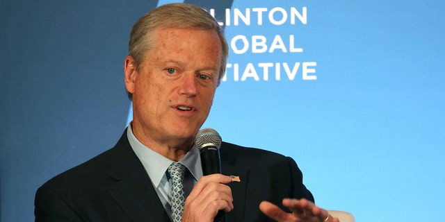 Massachusetts Gov. Charlie Baker speaks at a forum during the opening of the Clinton Global Initiative on Sept. 19, 2022, in New York City.