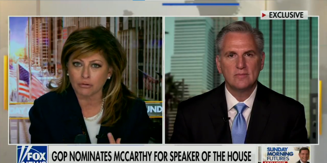 Fox News anchor Maria Bartiromo and House Minority Leader Kevin McCarthy, R-Calif.