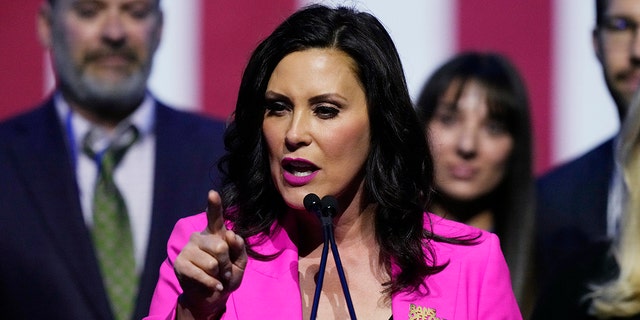 Michigan Democratic Gov. Gretchen Whitmer speaks on election night, Nov. 8, 2022, in Detroit.