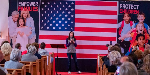 Republican gubernatorial candidate Tudor Dixon campaigns at a rally on Oct. 27, 2022, in St Clair, Michigan.