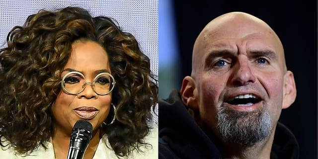 Oprah Winfrey, left, endorsed Pennsylvania Lt. Gov. John Fetterman, right, on Thursday. 