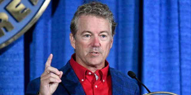 U.S. Sen. Rand Paul speaks at an event on July 25, 2022, in Louisville. Paul reaffirmed his faith in a "hands off" federal government in a final round of campaigning across Kentucky on Nov. 7, 2022. The finish line is approaching on Paul's reelection bid against Democratic challenger Charles Booker. 