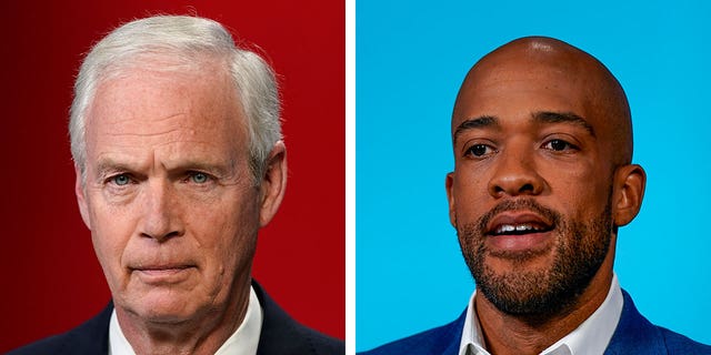 Incumbent Wisconsin Sen. Ron Johnson, a Republican, and his Democratic challenger, Mandela Barnes.