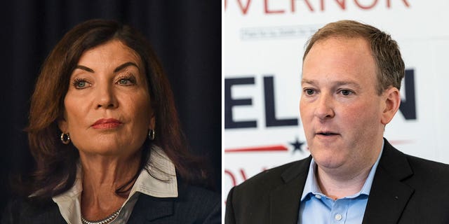 Incumbent Democratic New York Gov. Kathy Hochul, left, and Republican Rep. Lee Zeldin.