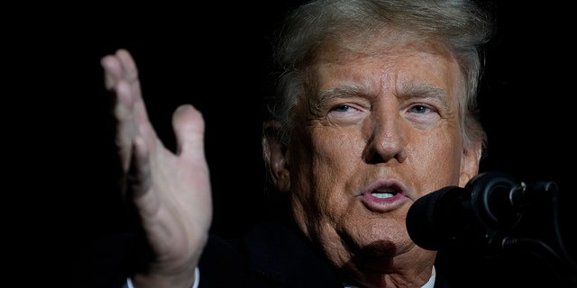 Former President Trump speaks during a rally at the Dayton International Airport on Nov. 7, 2022 in Vandalia, Ohio. 