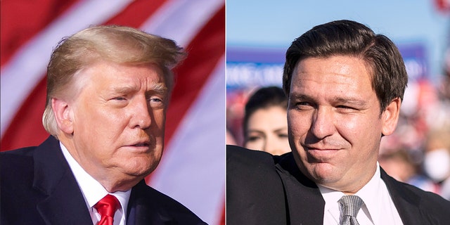 (L) Former President Donald Trump (R) Florida Gov. Ron DeSantis