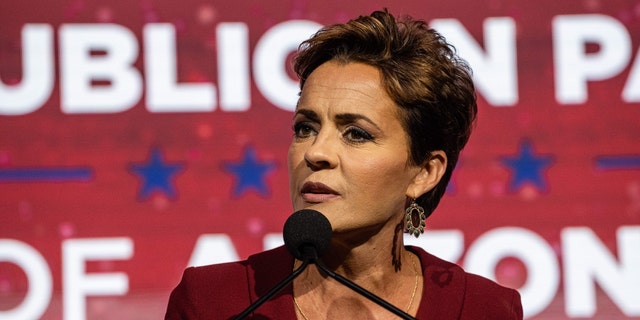 Kari Lake, Republican gubernatorial candidate for Arizona, speaks during an Arizona Republican Party election night rally in Scottsdale, Arizona, US, on Tuesday, Nov. 8, 2022. After months of talk about reproductive rights, threats to democracy, climate change, immigration and crime, the US midterm elections are coming down to the way Americans feel about the overall state of the economy and, in particular, inflation. 