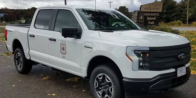 A Ford F-150 Lightning being tested by the U.S. Forest Service.