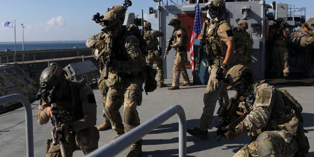 Members of the Special Operations Team of the Cypriot National Guard and U.S. Navy SEALs participated in a joint military training in Limassol, Cyprus, Sept. 10, 2021.