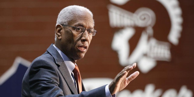 U.S. Rep. Don McEachin, D-Va., speaks during a rally for Democratic presidential candidate and former Vice President Joe Biden in Norfolk, Va., March 1, 2020. McEachin died Monday, Nov. 28, 2022, after a battle with colorectal cancer, his office said. He was 61.