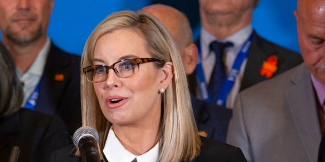 FILE - Reno Mayor Hillary Schieve speaks during the U.S. Conference of Mayors 90th Annual Meeting at the Peppermill Resort Hotel in Reno, Nevada, June 3, 2022.