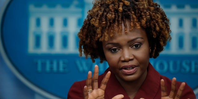 White House press secretary Karine Jean-Pierre holds the daily news conference in the Brady Press Briefing Room at the White House in Washington, D.C., on Thursday.