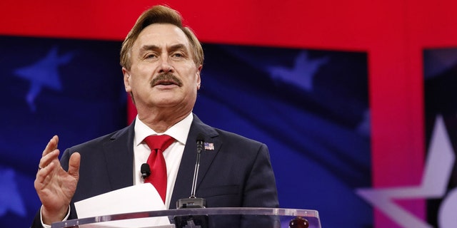 Mike Lindell, president and CEO of My Pillow Inc., speaks during the Conservative Political Action Conference (CPAC) in National Harbor, Md., Feb. 28, 2019.