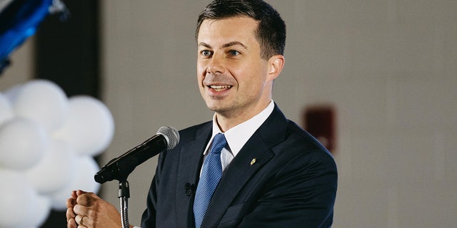 Secretary of Transportation Pete Buttigieg speaks during a news conference at the Memphis International Airport in Memphis, Tennessee, on Nov. 29, 2022.