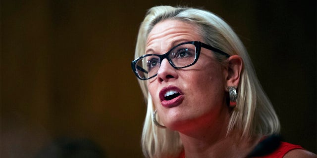 Then-Democratic Sen. Kyrsten Sinema, I-Ariz., questions witnesses during a hearing on 2020 census on Capitol Hill in Washington, Tuesday, July 16, 2019.