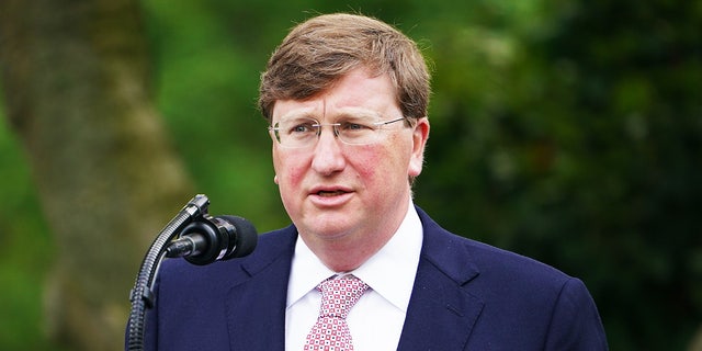 Mississippi Gov. Tate Reeves speaks in the Rose Garden of the White House on Sept. 28, 2020.