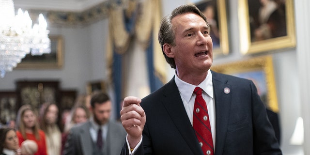 Gov. Glenn Youngkin speaks after a cabinet swearing-in ceremony in Richmond, Virginia, on Jan. 15, 2022.