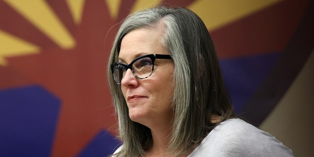 Then-Arizona Democratic gubernatorial candidate Katie Hobbs holds a campaign event at the Carpenters Local Union 1912 headquarters on November 05, 2022 in Phoenix, Arizona. With three days to go before election day, Arizona democratic gubernatorial candidate Katie Hobbs continues to campaign across the state as she faces a tight race against Trump endorsed republican candidate Kari Lake. 