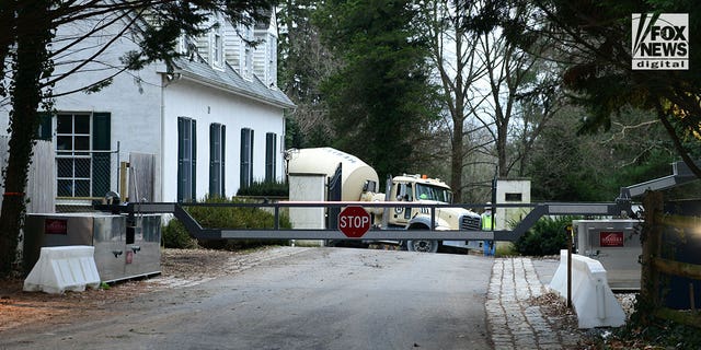 General view of the gate to the access road leading to the home of President Joe Biden in Wilmington, Delaware, on Thursday, Jan. 12. 2023.