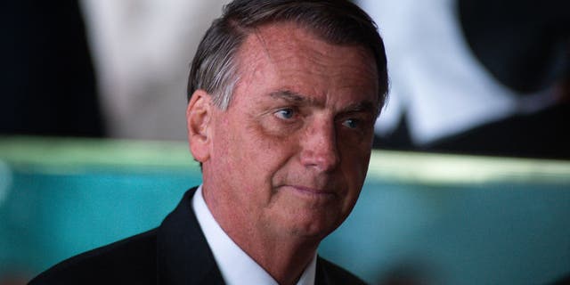 Former President of Brazil Jair Bolsonaro looks on after a press conference two days after being defeated by Lula da Silva in the presidential runoff at Alvorada Palace on November 1, 2022 in Brasilia, Brazil. (Photo by Andressa Anholete/Getty Images)