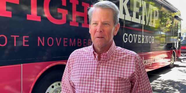 Republican Gov. Brian Kemp of Georgia is interviewed by Fox News Digital Sept. 27, 2022, in Alpharetta, Ga.