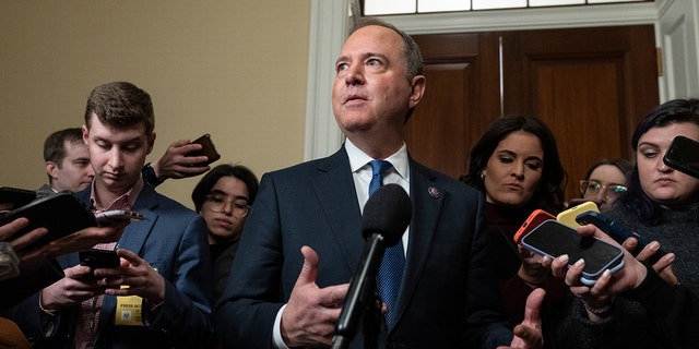 Rep. Adam Schiff, D-Calif., speaks to reporters on Capitol Hill, Dec. 19, 2022, in Washington.