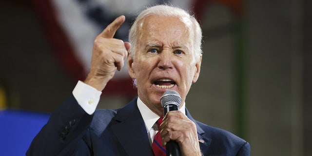 President Biden speaks at Steamfitters Local 602 United Association Mechanical Trades School in Springfield, Virginia, on Thursday, Jan. 26, 2023.