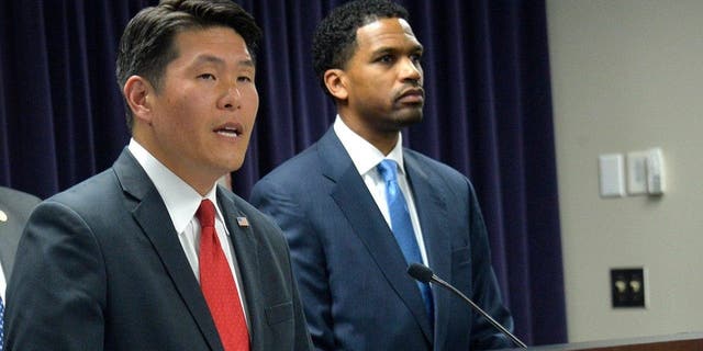 U.S. Attorney Robert K. Hur speaks during a news conference on April 16, 2019, in Baltimore.